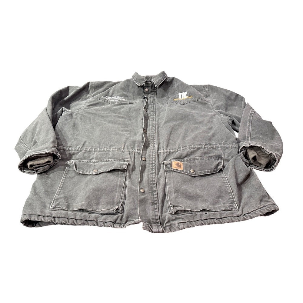 Carhartt Mens Work Jacket Chore Coat Quilted Lined‎ Green Logo USA 2XL